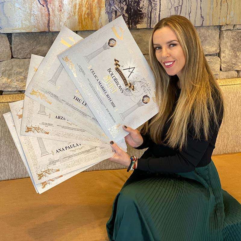 Bojana Nikolin with Bold Brows certificates